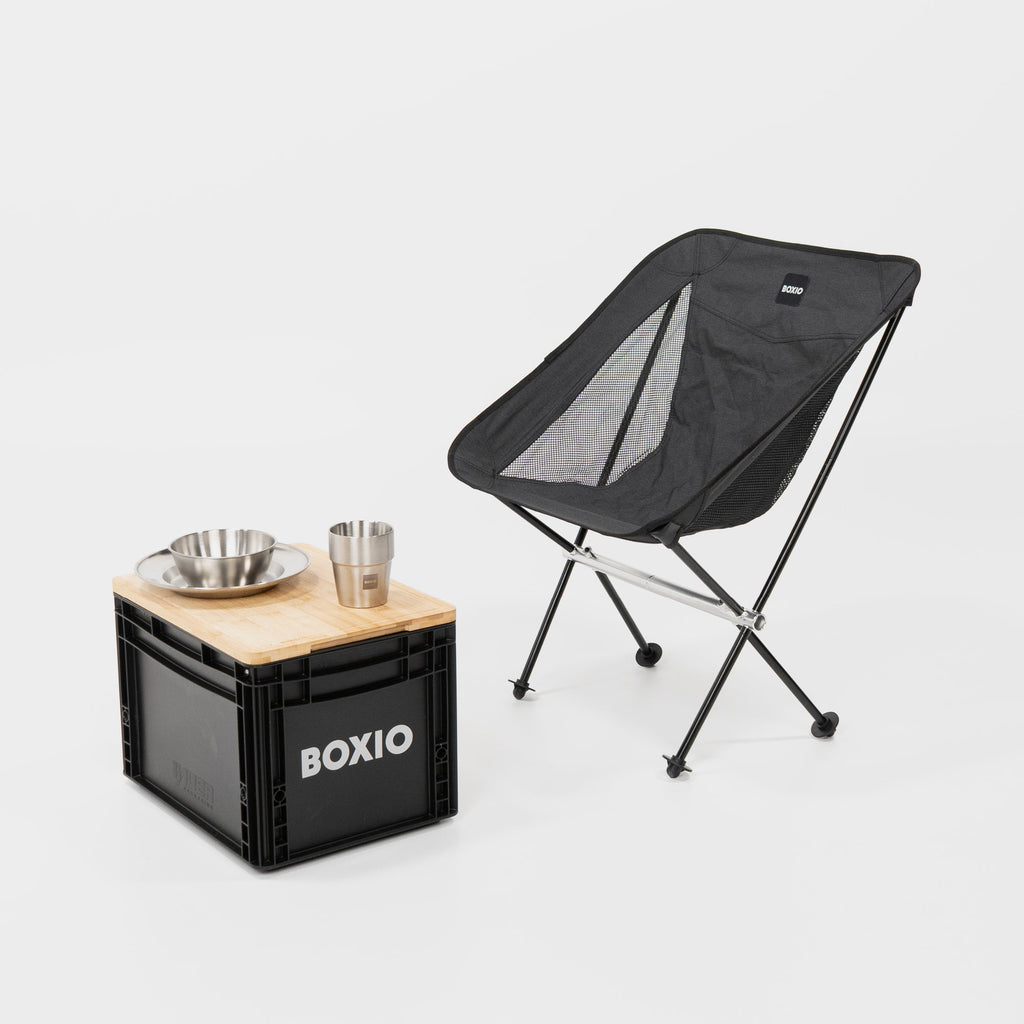 BOXIO CHAIR zusammengefaltet mit Tragetasche