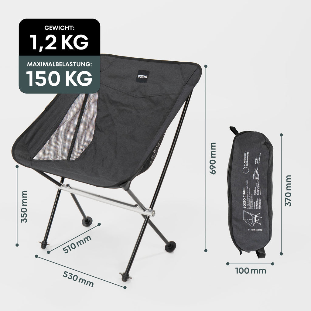 BOXIO CHAIR Campingstuhl aufgebaut