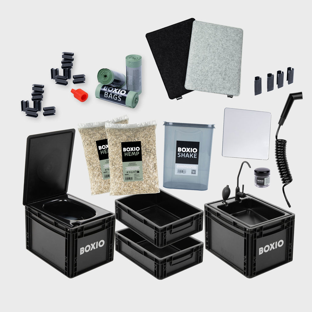 BOXIO SANITARY PLUS mobiles Badezimmer im Eurobox-Format