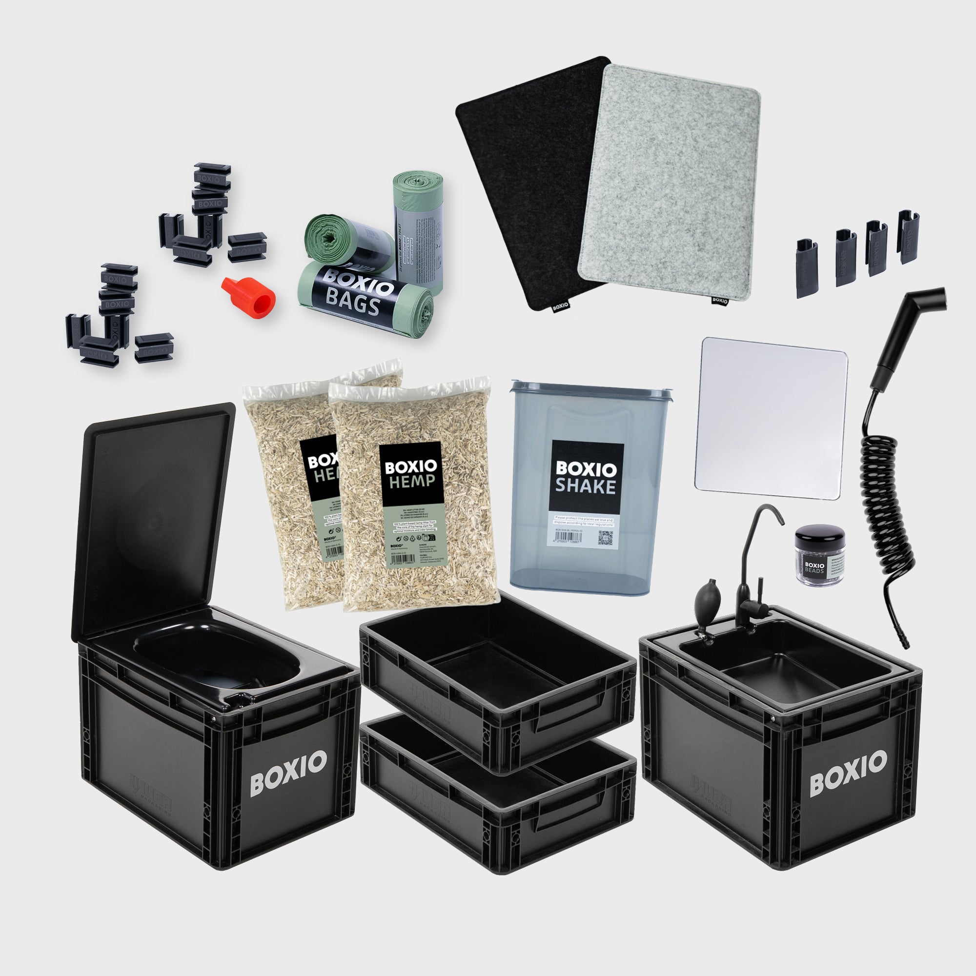 BOXIO SANITARY PLUS mobiles Badezimmer im Eurobox-Format