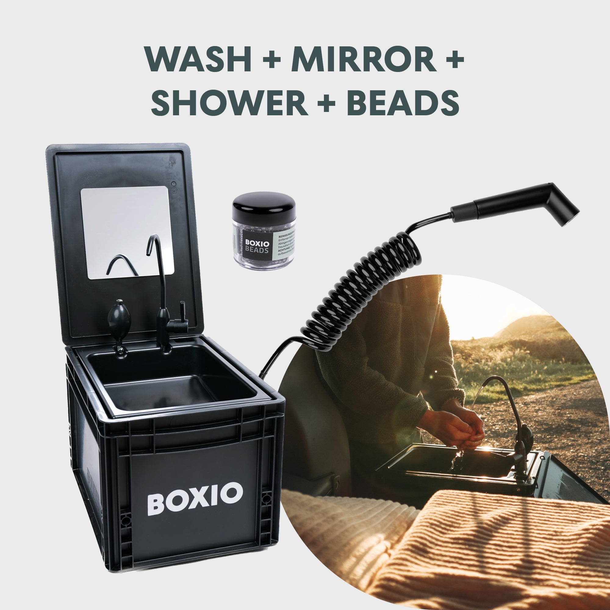 BOXIO SANITARY PLUS Trenntoilette und Waschbecken